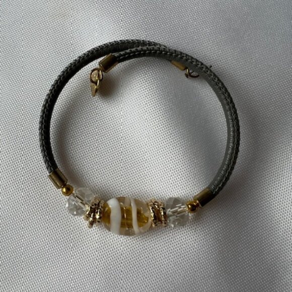 Murano Glass Bead, crystal and Leather Bracelets - Picture 3 of 9